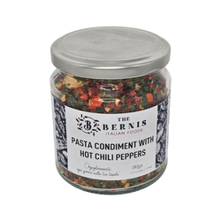 Pasta condiments with hot chili peppers